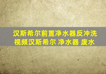 汉斯希尔前置净水器反冲洗视频汉斯希尔 净水器 废水